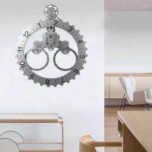Horloges murales classique créatif roue horloge argent Triangle engrenage Style européen monté rond rétro décor