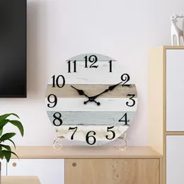 Horloges murales Horloge en bois classique Rustique Vintage Bois Silencieux Non Ticking 10 pouces Analogique ronde pour batterie de chambre à coucher