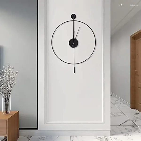 Relojes de pared Reloj grande clásico con péndulo Moderno sin tictac Metal silencioso Clavo redondo que no deja marcas