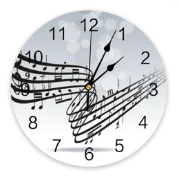 Wandklokken Clef Musical Notes Black Music PVC Digitale klok Modern Design Woonkamer Decor Large Watch Mute Hanging