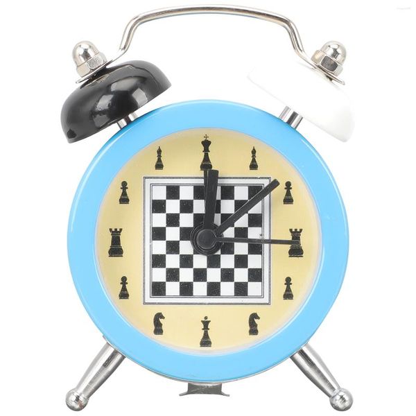 Horloge Murale Horloge Réveil Échecs Mini Table De Chevet Minuterie Voyage Analogique Cloche Double Motif Rétro Décoratif Coutil Non Fort Chambre Enfants Up