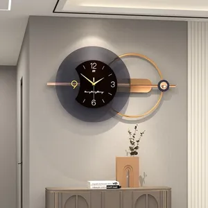 Horloges murales Horloge et salon décoration lumière luxe maison créative silencieuse restaurant suspendu montre d'art