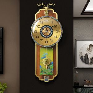 Horloges murales Horloge Chinois Laiton Salon Créatif Luxe Atmosphère Restaurant Quartz