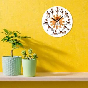 Horloges murales Mignon de dessin animé chien maison salon décoration salle à manger yoga cuisine numérique