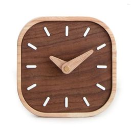 Relojes de pared reloj linda mesa de madera reloj negro nuez negro madera maciza escritorio pequeño junto a la cama