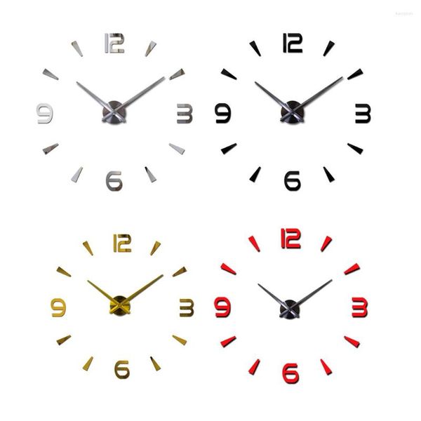 Horloges murales horloge détachable auto-adhésif analogique alimenté par batterie élégant à la mode bricolage ménage bureau mural