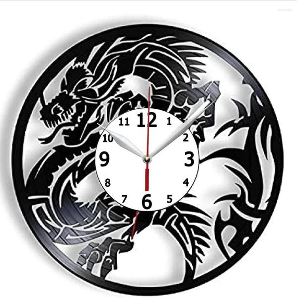 Relojes de pared Reloj Dragón Tatuaje Tribal Dungeon Master Record Gorgeous Cool Evil Totem Teen Home Decor Animal Gift