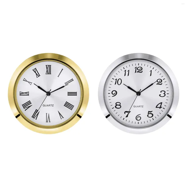 Horloges murales Horloge Fit Up Insert avec chiffre blanc visage métal classique mouvement artisanal facile à installer mini rond