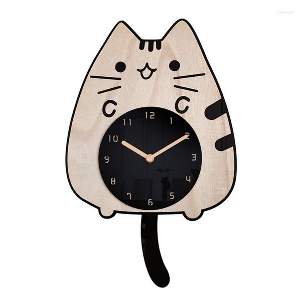 Horloges murales horloge pour chambre salon cuisine muet en bois mignon enfant cadeaux A0KE