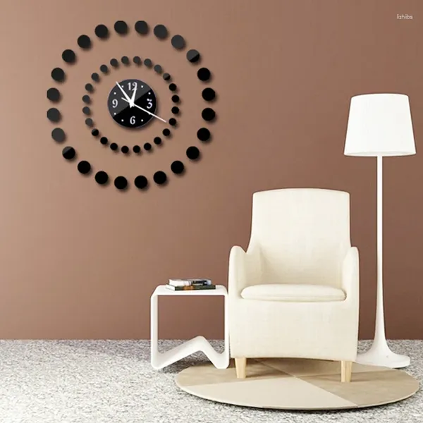 Relojes De Pared Reloj Horloge diseño moderno Reloj De Pared grande decorativo Reloj Digital sala De estar 3d Diy espejo acrílico