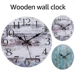 Horloges murales Kit d'horloge en bois suspendu 10 pouces silencieux sans tic-tac décoratif rétro rond à piles