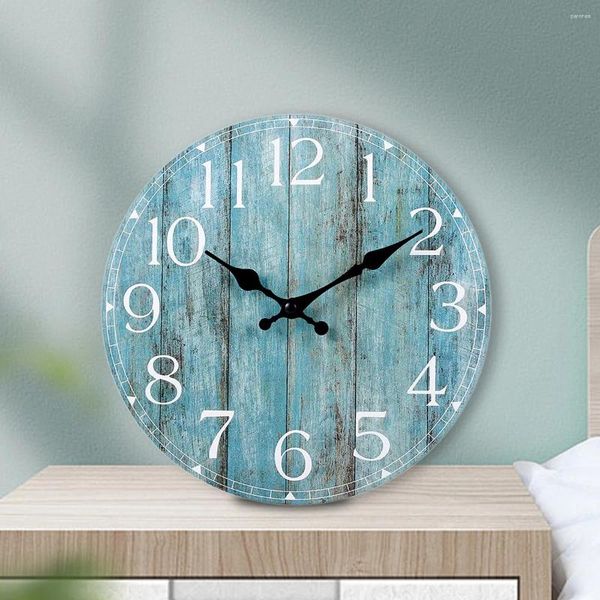 Horloges murales Kit d'horloge en bois suspendu 10 pouces silencieuse décor non couvert de batterie ronde rétro fonctionnelle pour la maison