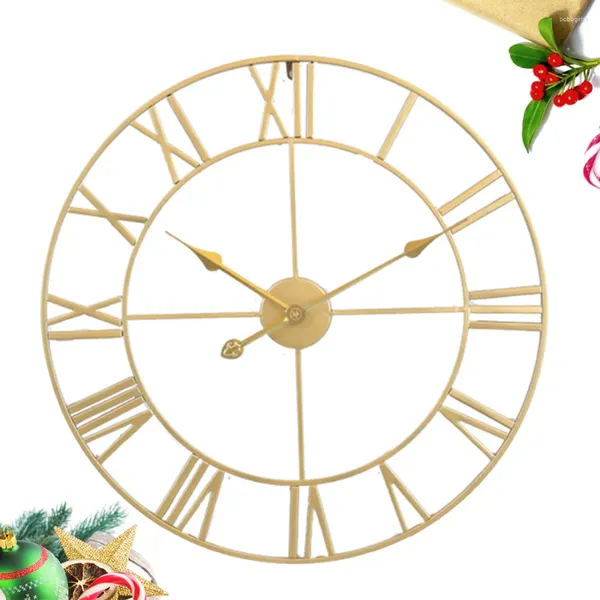 Horloges murales horloge grand métal décoratif européen pour la maison de la chambre à coucher de salon (soleil d'embryon doré