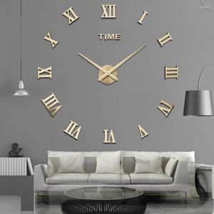 Wandklokken klok grote horloge spiegelsticker in 3D acryl-doe-het-zelf stille niet-tikkende keukenwandklokken