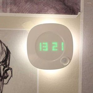 Relojes de pared Reloj Luz Movimientos Sensor Inducción Lámpara de noche Funciona con batería Inalámbrico Hogar Digital Conmutable Seco
