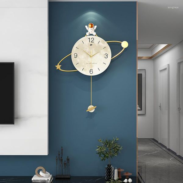 Horloges Murales Horloge Lumière Le Luxe Contemporain Et Contracté Accrocher Une Lampe Décorative De Mode Créative