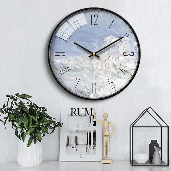 Horloges murales Horloge Salon Chambre Super Silencieuse Design Créatif Et Haut De Gamme Sans Poinçonnage