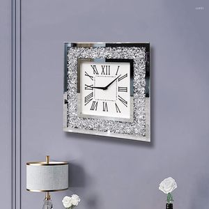 Horloges murales horloge moderne silencieuse montre de luxe décor à la maison salon décoration carré verre cadeau
