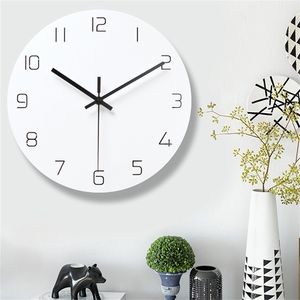 Wandklokken klok Noordse stijl mode eenvoudig stil voor huisdecor puur wit type klok kwarts modern design timer 220909