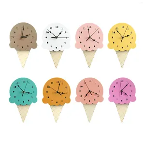 Horloges murales horloge style nordique en forme de crème glacée décorative pour salon enfants décor à la maison décoration chambres d'enfants