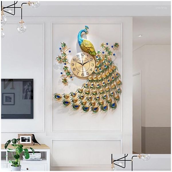 Horloges murales Horloge Peacock Montre Living Creative Fashion Chambre Simple Atmosphère Graphique Maison Silent Quartz 20 Drop Livraison Accueil Ga Dhwoh