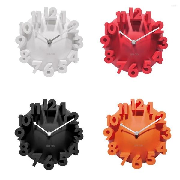 Relojes de pared Puntero de reloj Número 3D Reloj de pared Decoración de oficina en el hogar Suministros de regalo de bricolaje Rojo