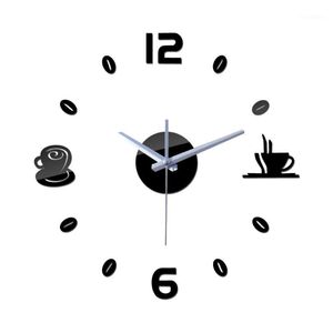 Wandklokken klok kwarts horloge diy acryl spiegel moderne 3D stickers reloj de pared horloge woonkamer koffiesticker1