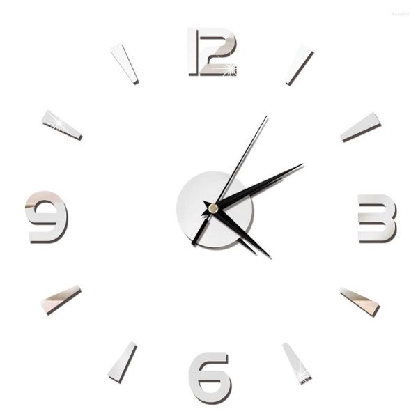 Horloges murales horloge autocollant 1mm acrylique miroir montre décor bricolage moderne maison bureau chambre