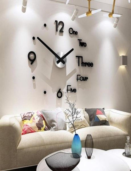 Horloges murales Horloge autocollant 3 Couleur 3D Miroir Mirror Stickers Selfadhesive Design moderne DIY DIY TV BORD ROVABLE 7916256