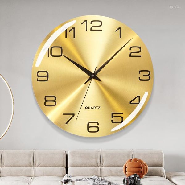 Relojes de pared Reloj Reloj Sala de estar Hogar Colgante Moderno Minimalista Salón de belleza Batería Simple Golden El