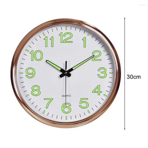 Relojes de pared Reloj con manecillas oscuras brillantes para lectura nocturna Dormitorio Habitación Silencio Cocina para ancianos