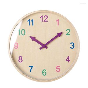 Relojes de pared reloj de madera moderno lindo niños dormitorio silencioso aguja de madera relojes de cocina decoración del hogar Horloge Mural regalo