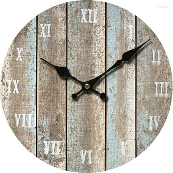 Horloges murales horloge décoration en bois Style rétro Grain de bois naturel accessoires de salon pour la décoration intérieure