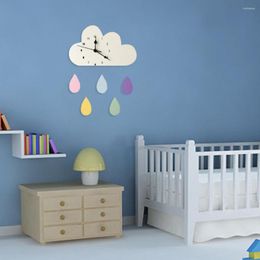 Wandklokken wolk regendruppel cartoon witte stomme decoratie kinderkamer houten