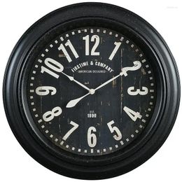 Wall Clocks Co. Reloj Rawley negro de granja analógico de 15,5 x 1,875 pulgadas