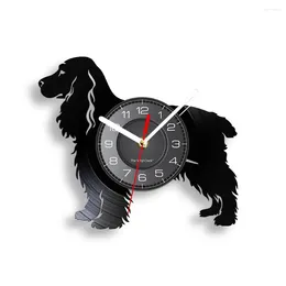 Relojes de pared Cocker Spaniel Raza de perro Música Reutilizado Reloj de registro Propietario Decoración para el hogar Cachorro Artesanía Arte Longplay