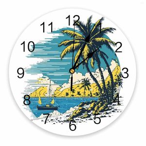 Horloges murales coco de coco plage naviguant en mer