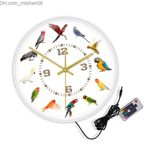 Relojes de pared Colección de especies de aves Reloj de pared moderno sin garrapatas Reloj de pared Especies de mascotas de aves loro Arte de pared exótico Amante de las aves Decoración del hogar Z230710