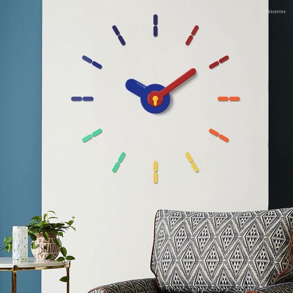 Horloges murales colorées 3D bricolage horloge personnalité numérique autocollant Unique nouveauté Orologio Da Parete produits ménagers BL50WC