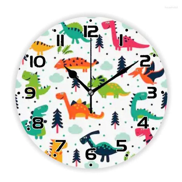 Horloges murales coloré dessin animé dinosaure modèle horloge montre pour enfant chambre garçon pépinière dinosaures Dino Art accessoires décor à la maison 35