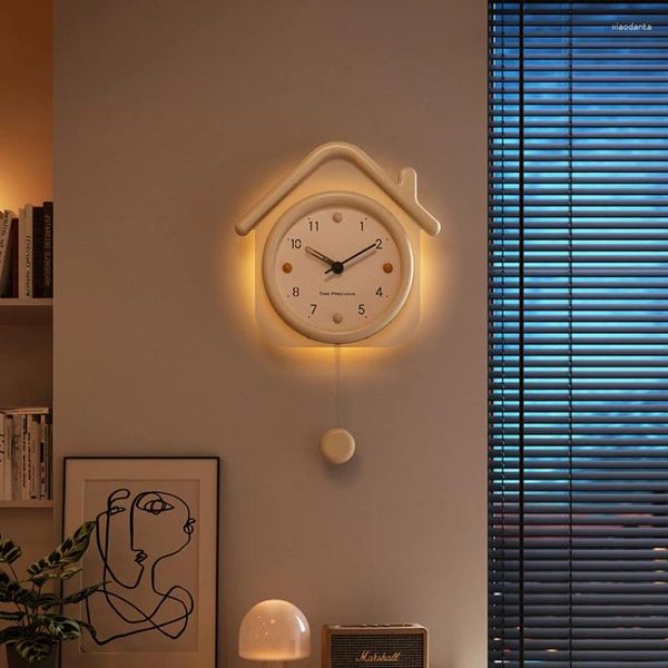 Horloges murales crème vent horloge pour salon créatif montre moderne simple pendule abordable luxe petite maison restaurant