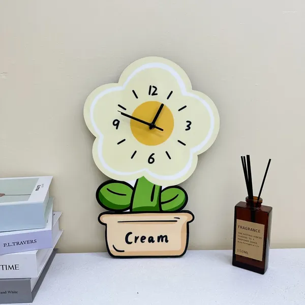 Relojes de pared reloj de viento crema reloj simple y elegante de alto valor sala de estar muda decoración lindo reloj.