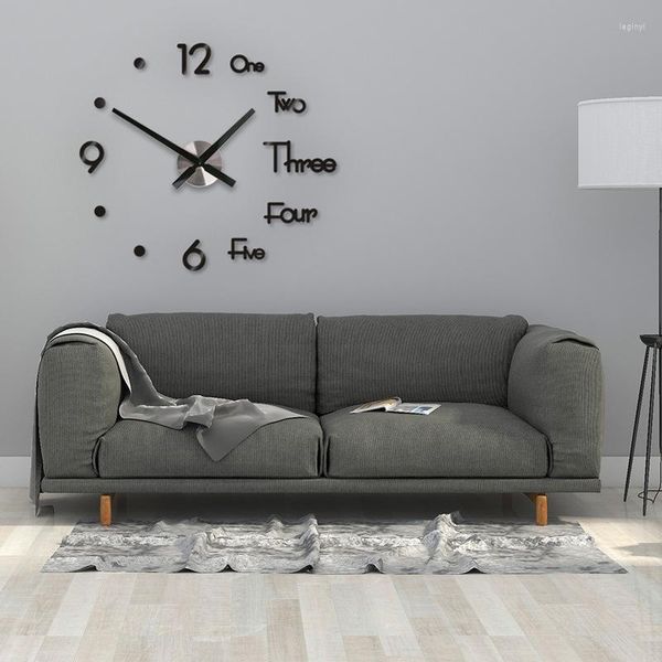 Relojes de pared, reloj acrílico creativo, diseño moderno, sala de estar, dormitorio, estudio, decoración del hogar, reloj grande de cuarzo, espejo de decoración DIY