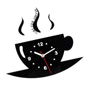 Horloges murales Horloge créative DIY Coffee Cup Art Decor Fashion Home