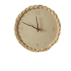 Horloges murales Creative Clock coréen rotin rétro personnalité mode silencieux B chambre simple décoratif articles ménagers L705Y