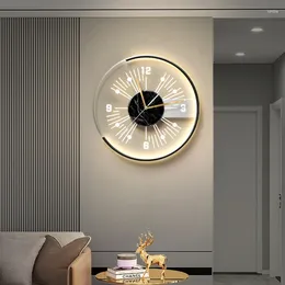 Horloges murales Creative Clock Lampe Peinture Moderne Simple Salon Montre Lumière Luxe Restaurant Fond Calme