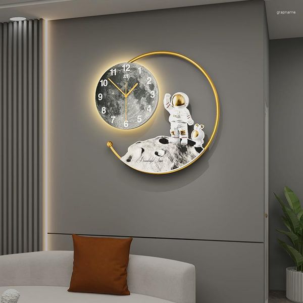 Horloges murales horloge créative lune espace marche thème mode décoration maison invité chambre décor