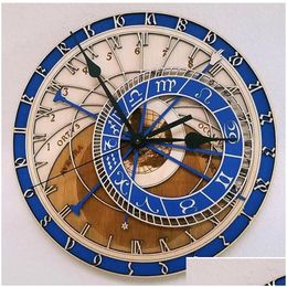 Horloges murales Horloge créative Prague Astronomique Salon en bois Quartz Home Decoratio Bois Muet Drop Livraison Jardin Décor Ott7Q