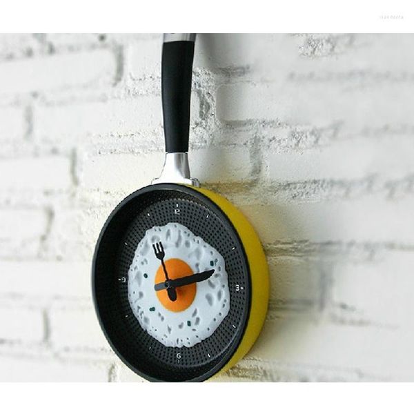 Relojes de pared Decoración creativa Reloj Cocina Tortilla Sartén Huevo frito Diseño 3d Reloj Novedad Juguete