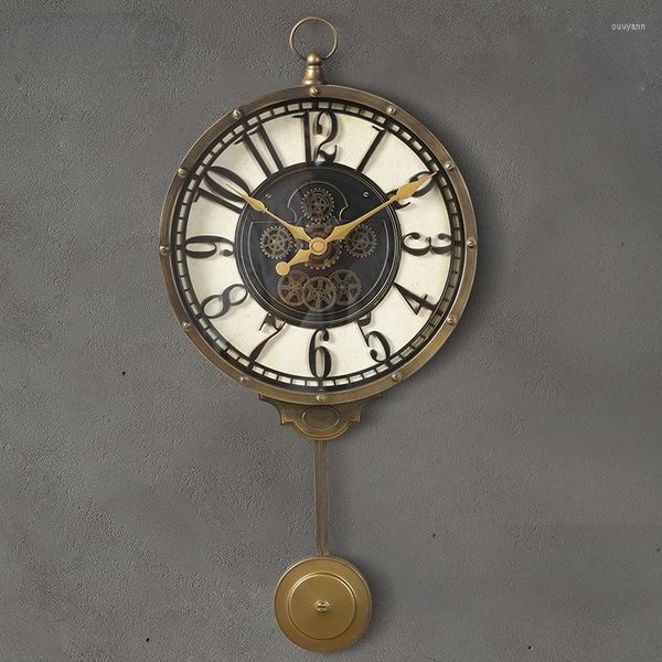 Relojes De Pared mecanismo De Reloj De moda creativa dormitorio Vintage De lujo europeo sala De estar silenciosa Reloj De Pared decoración del hogar